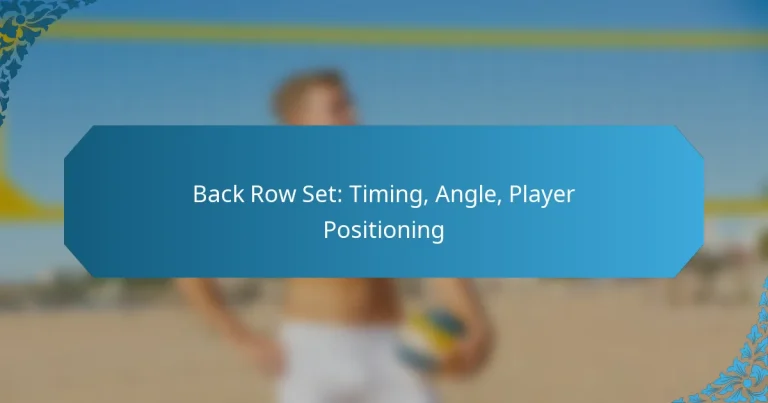 Back Row Set: Timing, Angle, Player Positioning
